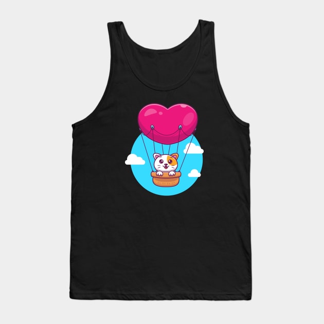 Cat in hot air ballon cartoon Tank Top by Catalyst Labs